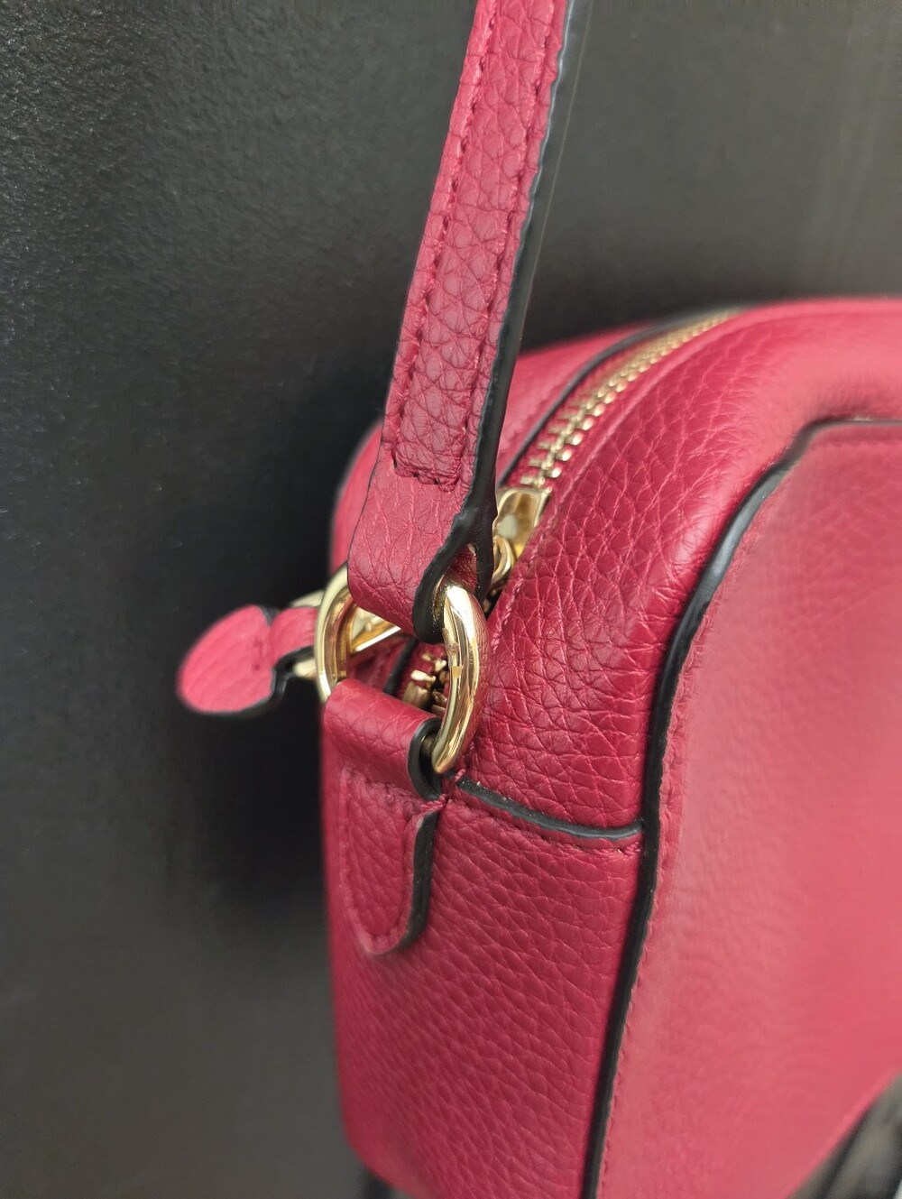 Lauren Ralph Lauren Red Pebbled Leather Crossbody Bag - Picture 14 of 16